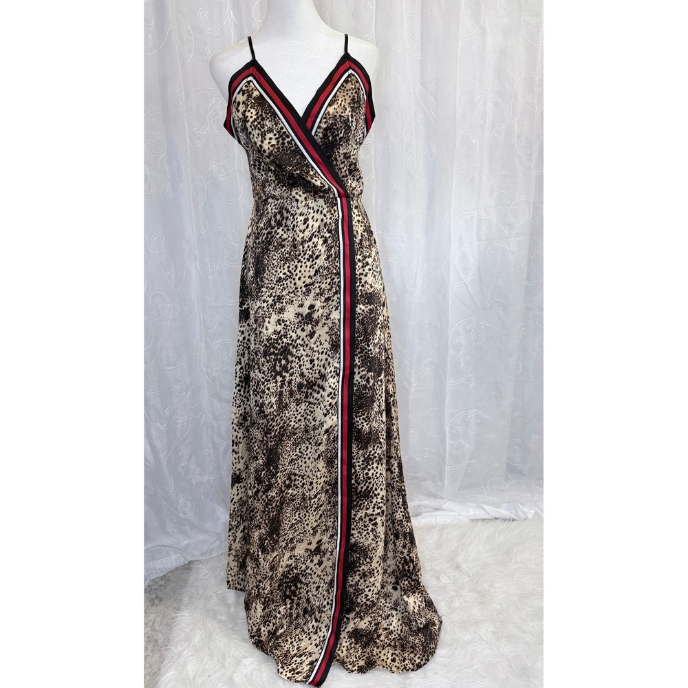 Symphony Leopard Print Maxi Dress Small NWT Animal Print Slit Gown